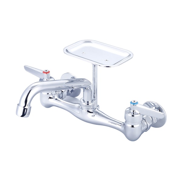 Two Handle Wallmount Kitchen Faucet, NPT, Wallmount, Polished Chrome
